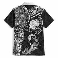 Hawaiian Manta Ray Tribal Hawaiian Shirt Polynesian Art Motifs Black Color LT03 - Polynesian Pride