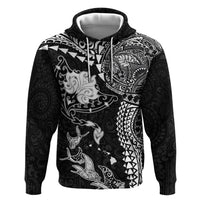 Hawaiian Manta Ray Tribal Hoodie Polynesian Art Motifs Black Color LT03 Pullover Hoodie Black - Polynesian Pride