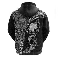Hawaiian Manta Ray Tribal Hoodie Polynesian Art Motifs Black Color LT03 - Polynesian Pride