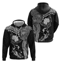 Hawaiian Manta Ray Tribal Hoodie Polynesian Art Motifs Black Color LT03 - Polynesian Pride