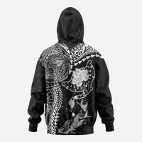 Hawaiian Manta Ray Tribal Hoodie Polynesian Art Motifs Black Color LT03 - Polynesian Pride