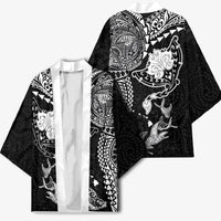 Hawaiian Manta Ray Tribal Kimono Polynesian Art Motifs Black Color