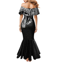 Hawaiian Manta Ray Tribal Mermaid Dress Polynesian Art Motifs Black Color LT03 - Polynesian Pride