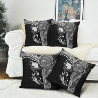 Hawaiian Manta Ray Tribal Pillow Cover Polynesian Art Motifs Black Color