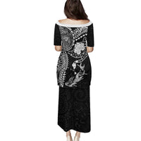 Hawaiian Manta Ray Tribal Puletasi Polynesian Art Motifs Black Color LT03 - Polynesian Pride