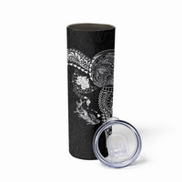 Hawaiian Manta Ray Tribal Skinny Tumbler Polynesian Art Motifs Black Color
