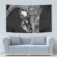 Hawaiian Manta Ray Tribal Tapestry Polynesian Art Motifs Black Color