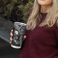 Hawaiian Manta Ray Tribal Tumbler Cup Polynesian Art Motifs Black Color