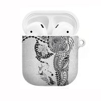 Hawaiian Manta Ray Tribal AirPods Case Polynesian Art Motifs White Color