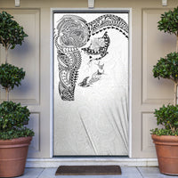 Hawaiian Manta Ray Tribal Door Cover Polynesian Art Motifs White Color