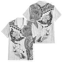 Hawaiian Manta Ray Tribal Family Matching Tank Maxi Dress and Hawaiian Shirt Polynesian Art Motifs White Color LT03 Dad's Shirt - Short Sleeve White - Polynesian Pride