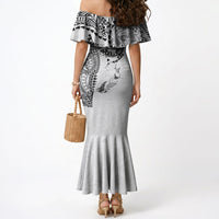 Hawaiian Manta Ray Tribal Mermaid Dress Polynesian Art Motifs White Color LT03 - Polynesian Pride