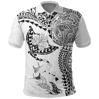 Hawaiian Manta Ray Tribal Polo Shirt Polynesian Art Motifs White Color LT03 White - Polynesian Pride