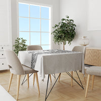Hawaiian Manta Ray Tribal Tablecloth Polynesian Art Motifs White Color