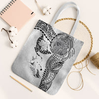 Hawaiian Manta Ray Tribal Tote Bag Polynesian Art Motifs White Color