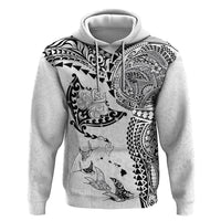 Hawaiian Manta Ray Tribal Zip Hoodie Polynesian Art Motifs White Color LT03 Pullover Hoodie White - Polynesian Pride