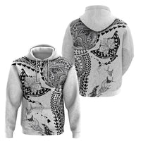 Hawaiian Manta Ray Tribal Zip Hoodie Polynesian Art Motifs White Color LT03 - Polynesian Pride