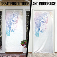 Hawaiian Manta Ray Tribal Door Cover Polynesian Art Motifs Sweet Pastel