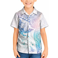 Hawaiian Manta Ray Tribal Kid Hawaiian Shirt Polynesian Art Motifs Sweet Pastel LT03 Kid Multicolor - Polynesian Pride