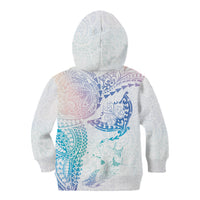 Hawaiian Manta Ray Tribal Kid Hoodie Polynesian Art Motifs Sweet Pastel