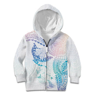 Hawaiian Manta Ray Tribal Kid Hoodie Polynesian Art Motifs Sweet Pastel