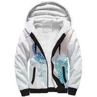 Hawaiian Manta Ray Tribal Sherpa Hoodie Polynesian Art Motifs Sweet Pastel