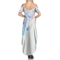 Hawaiian Manta Ray Tribal Summer Maxi Dress Polynesian Art Motifs Sweet Pastel LT03 - Polynesian Pride