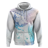 Hawaiian Manta Ray Tribal Zip Hoodie Polynesian Art Motifs Sweet Pastel LT03 Zip Hoodie Multicolor - Polynesian Pride