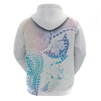 Hawaiian Manta Ray Tribal Zip Hoodie Polynesian Art Motifs Sweet Pastel LT03 - Polynesian Pride