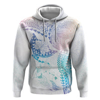 Hawaiian Manta Ray Tribal Zip Hoodie Polynesian Art Motifs Sweet Pastel LT03 Pullover Hoodie Multicolor - Polynesian Pride