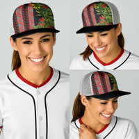 Maori Tukutuku Baseball Net Cap with Ferns Pohutukawa and Kowhai Tribal Moko Patterns LT03 - Polynesian Pride