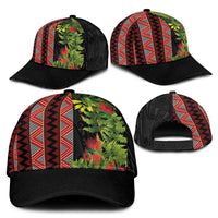 Maori Tukutuku Classic Cap with Ferns Pohutukawa and Kowhai Tribal Moko Patterns LT03 - Polynesian Pride