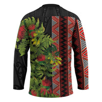 Maori Tukutuku Hockey Jersey with Ferns Pohutukawa and Kowhai Tribal Moko Patterns