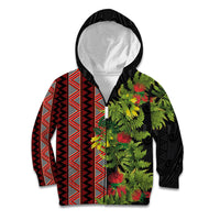 Maori Tukutuku Kid Hoodie with Ferns Pohutukawa and Kowhai Tribal Moko Patterns