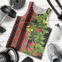 Maori Tukutuku Men Tank Top with Ferns Pohutukawa and Kowhai Tribal Moko Patterns