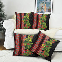 Maori Tukutuku Pillow Cover with Ferns Pohutukawa and Kowhai Tribal Moko Patterns LT03 - Polynesian Pride