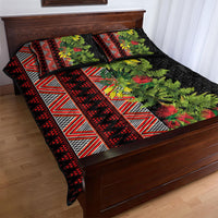 Maori Tukutuku Quilt Bed Set with Ferns Pohutukawa and Kowhai Tribal Moko Patterns LT03 - Polynesian Pride