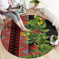 Maori Tukutuku Round Carpet with Ferns Pohutukawa and Kowhai Tribal Moko Patterns LT03 - Polynesian Pride