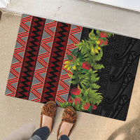 Maori Tukutuku Rubber Doormat with Ferns Pohutukawa and Kowhai Tribal Moko Patterns LT03 - Polynesian Pride