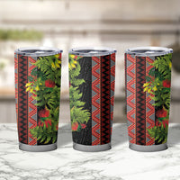 Maori Tukutuku Tumbler Cup with Ferns Pohutukawa and Kowhai Tribal Moko Patterns LT03 - Polynesian Pride