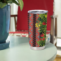 Maori Tukutuku Tumbler Cup with Ferns Pohutukawa and Kowhai Tribal Moko Patterns LT03 - Polynesian Pride