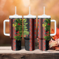 Maori Tukutuku Tumbler With Handle with Ferns Pohutukawa and Kowhai Tribal Moko Patterns LT03 - Polynesian Pride