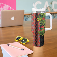 Maori Tukutuku Tumbler With Handle with Ferns Pohutukawa and Kowhai Tribal Moko Patterns LT03 - Polynesian Pride