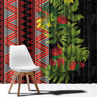 Maori Tukutuku Window Curtain with Ferns Pohutukawa and Kowhai Tribal Moko Patterns LT03 - Polynesian Pride