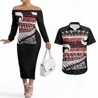 New Zealand Christmas Couples Matching Off The Shoulder Long Sleeve Dress and Hawaiian Shirt Funny Santa Claus Haka Dance with Tukutuku LT03 Multicolor - Polynesian Pride