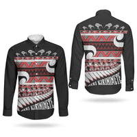 New Zealand Christmas Couples Matching Short Sleeve Bodycon Dress and Long Sleeve Button Shirt Funny Santa Claus Haka Dance with Tukutuku LT03 - Polynesian Pride