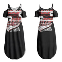 New Zealand Christmas Couples Matching Summer Maxi Dress and Long Sleeve Button Shirt Funny Santa Claus Haka Dance with Tukutuku LT03 - Polynesian Pride