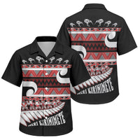 New Zealand Christmas Family Matching Long Sleeve Bodycon Dress and Hawaiian Shirt Funny Santa Claus Haka Dance with Tukutuku LT03 Son's Shirt Multicolor - Polynesian Pride
