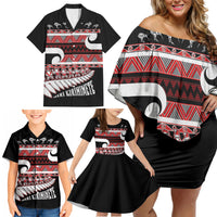 New Zealand Christmas Family Matching Off Shoulder Short Dress and Hawaiian Shirt Funny Santa Claus Haka Dance with Tukutuku LT03 - Polynesian Pride