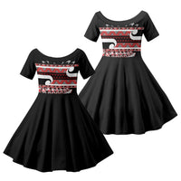New Zealand Christmas Family Matching Tank Maxi Dress and Hawaiian Shirt Funny Santa Claus Haka Dance with Tukutuku LT03 Daughter's Dress Multicolor - Polynesian Pride